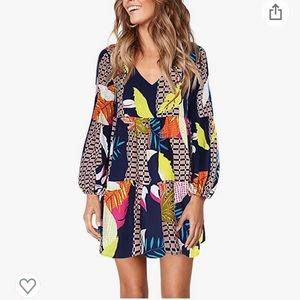 Women Tunic, V Neck Loose Flowy Swing Shift dress